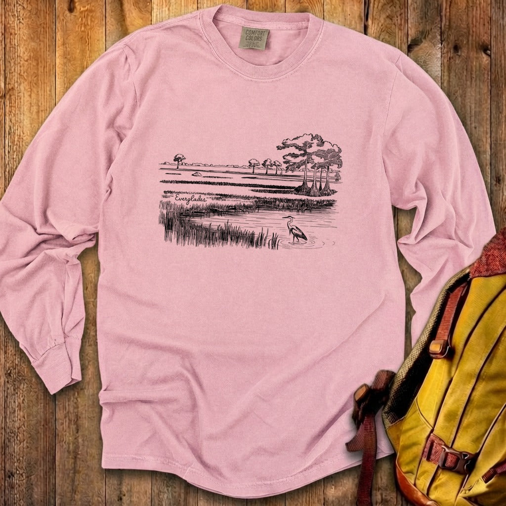 Everglades Line Drawing Cotton Long Sleeve