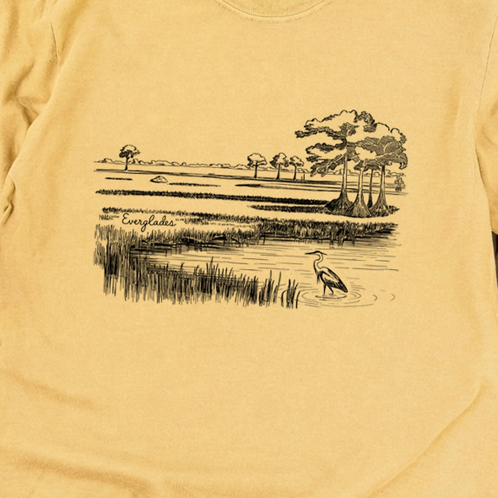 Everglades Line Drawing Cotton Long Sleeve