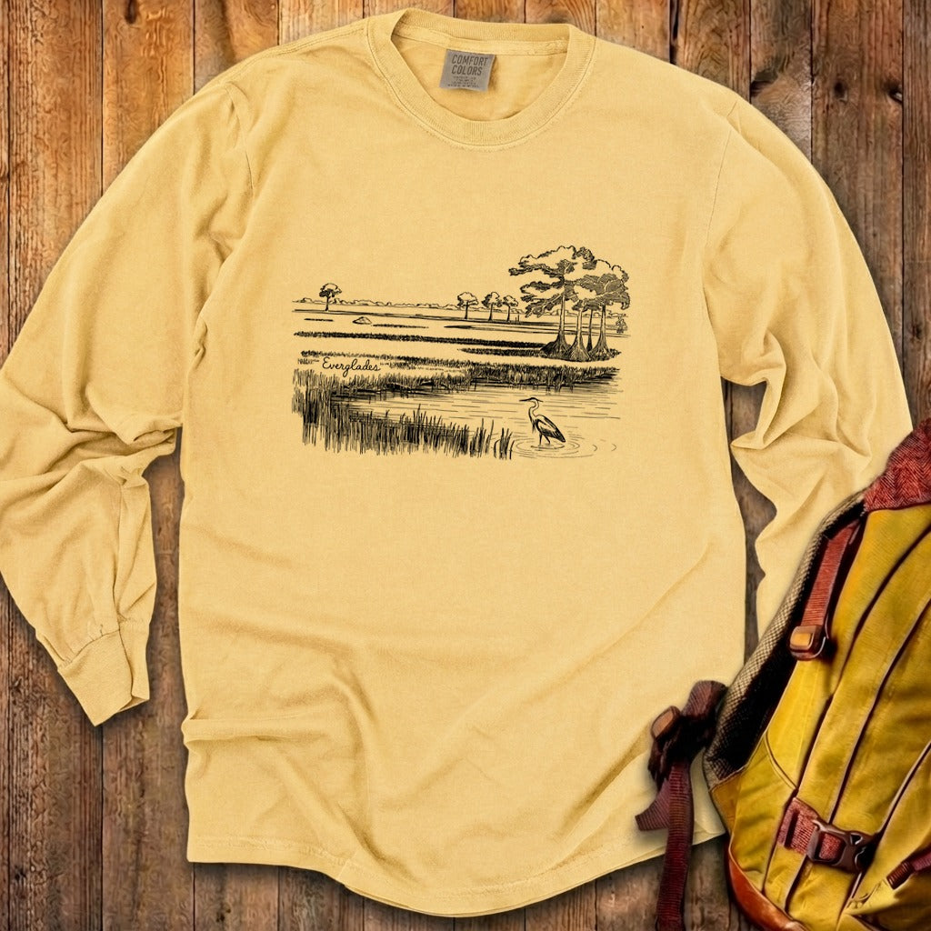 Everglades Line Drawing Cotton Long Sleeve