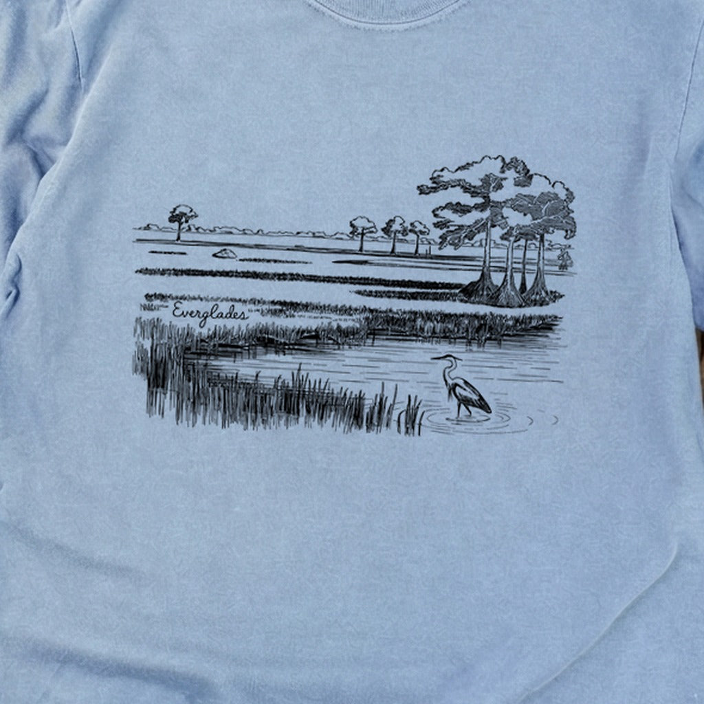 Everglades Line Drawing Cotton Long Sleeve