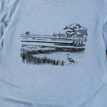 Everglades Line Drawing Cotton Long Sleeve