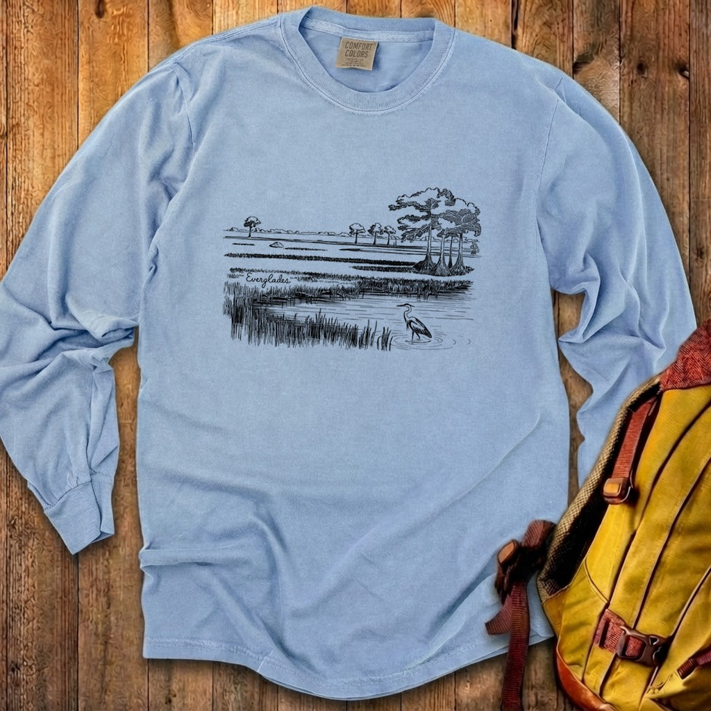Everglades Line Drawing Cotton Long Sleeve