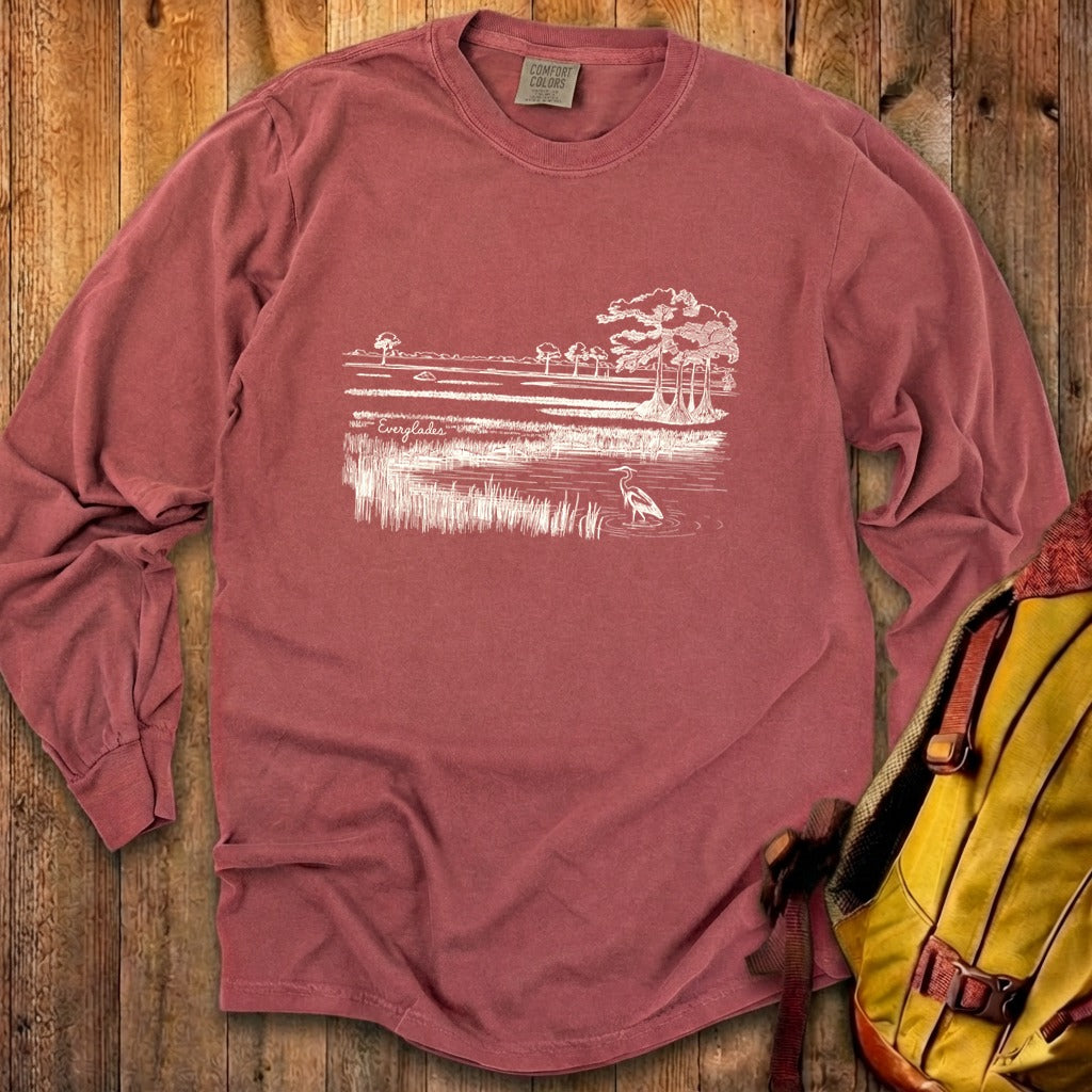 Everglades Line Drawing Cotton Long Sleeve