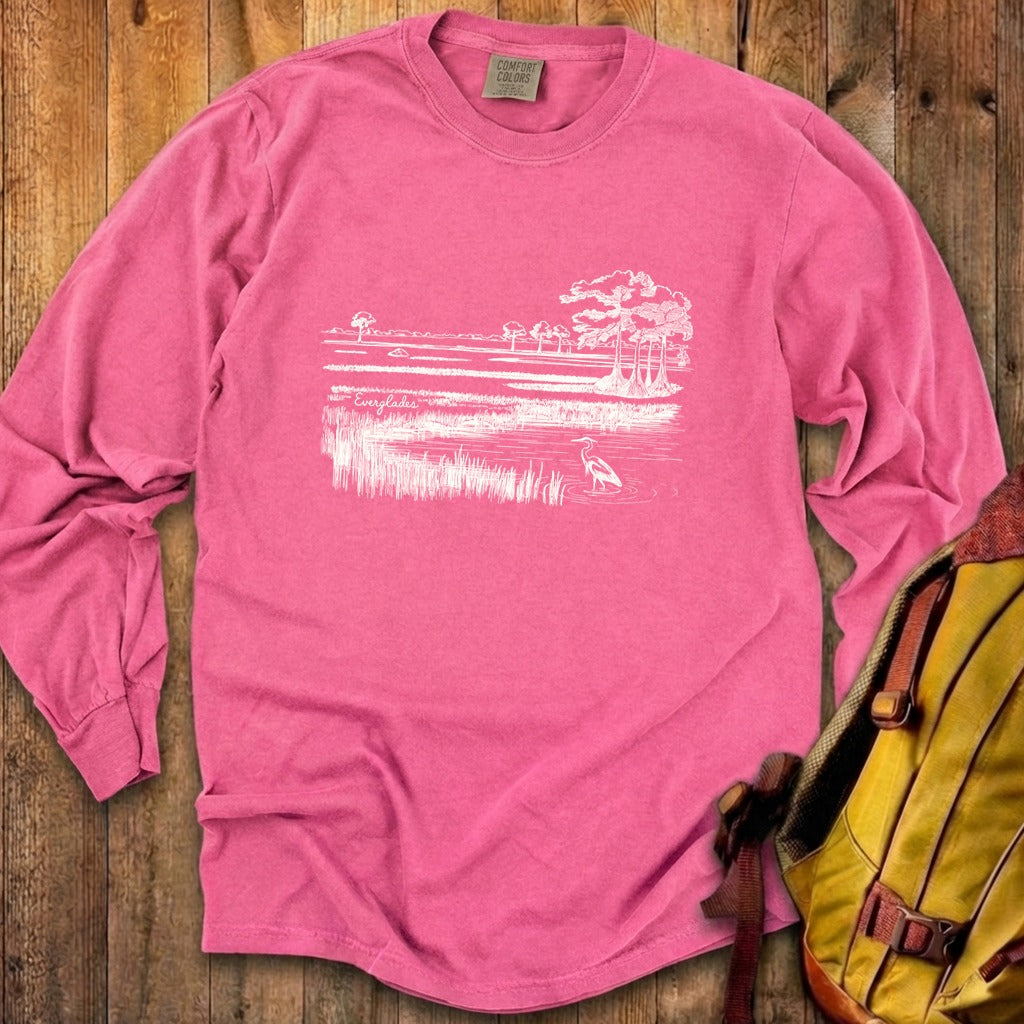 Everglades Line Drawing Cotton Long Sleeve