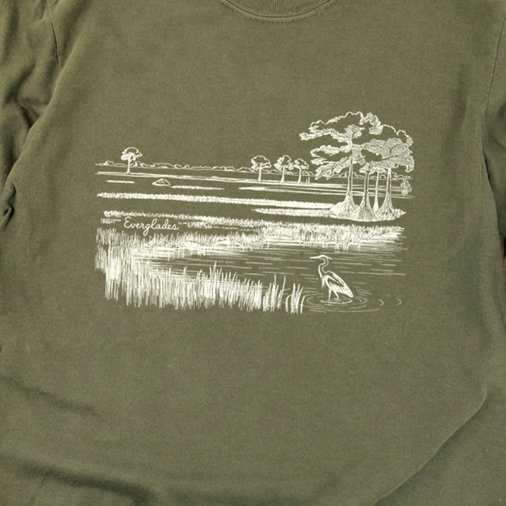 Everglades Line Drawing Cotton Long Sleeve