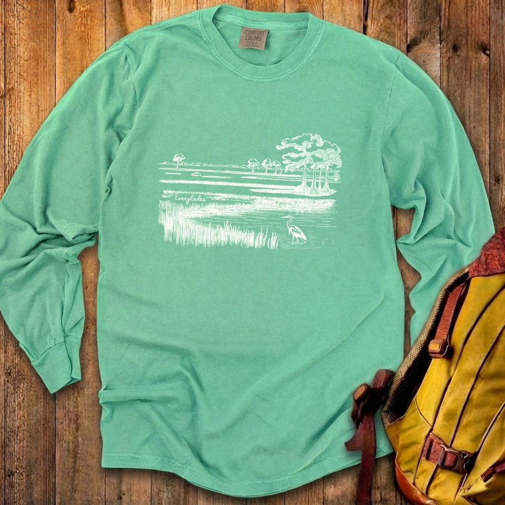 Everglades Line Drawing Cotton Long Sleeve