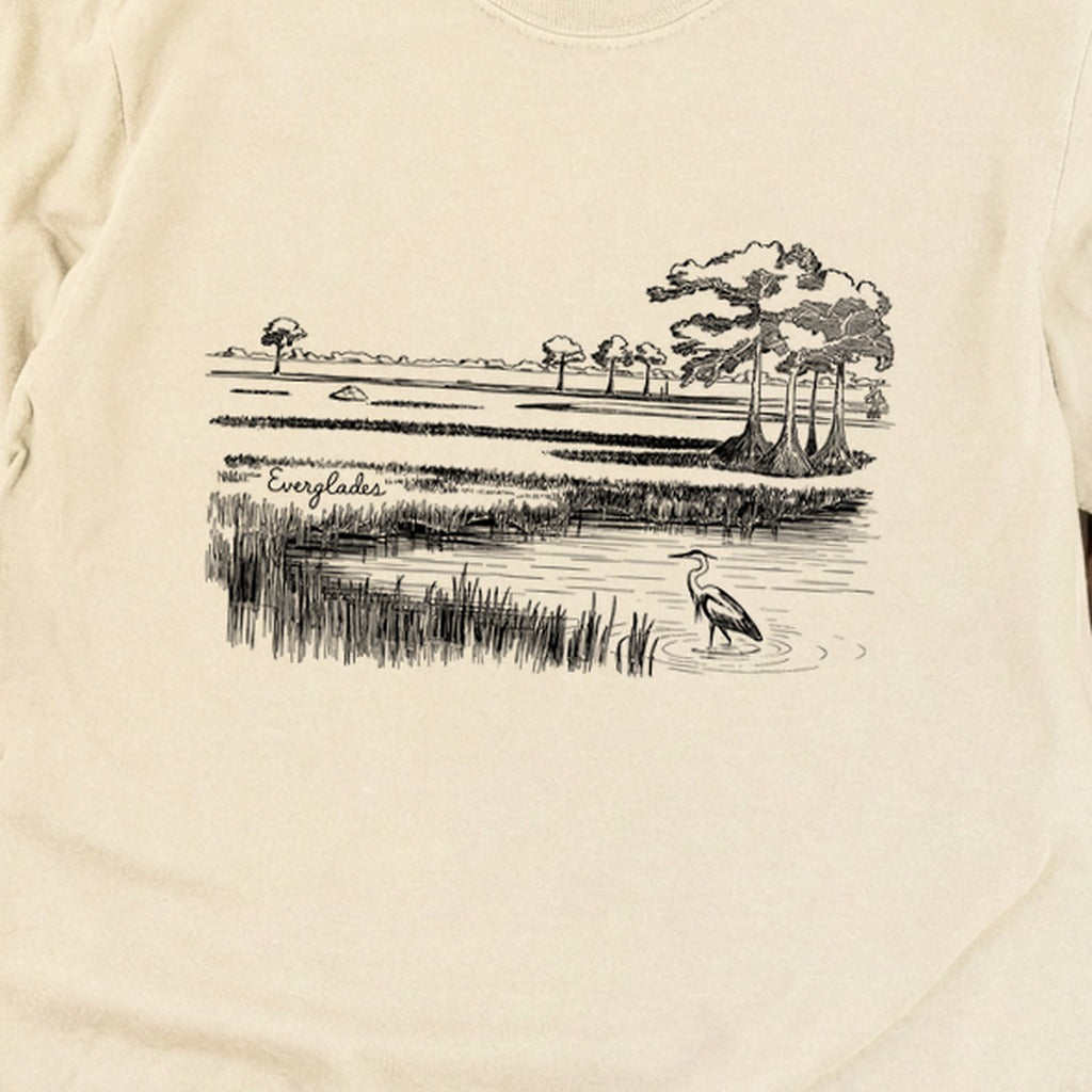 Everglades Line Drawing Cotton Long Sleeve