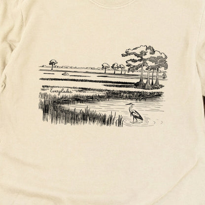 Everglades Line Drawing Cotton Long Sleeve