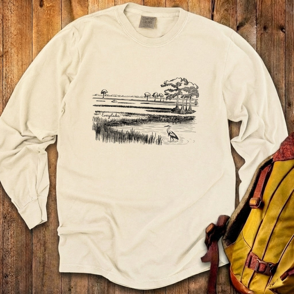 Everglades Line Drawing Cotton Long Sleeve
