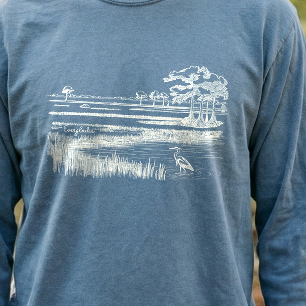 Everglades Line Drawing Cotton Long Sleeve