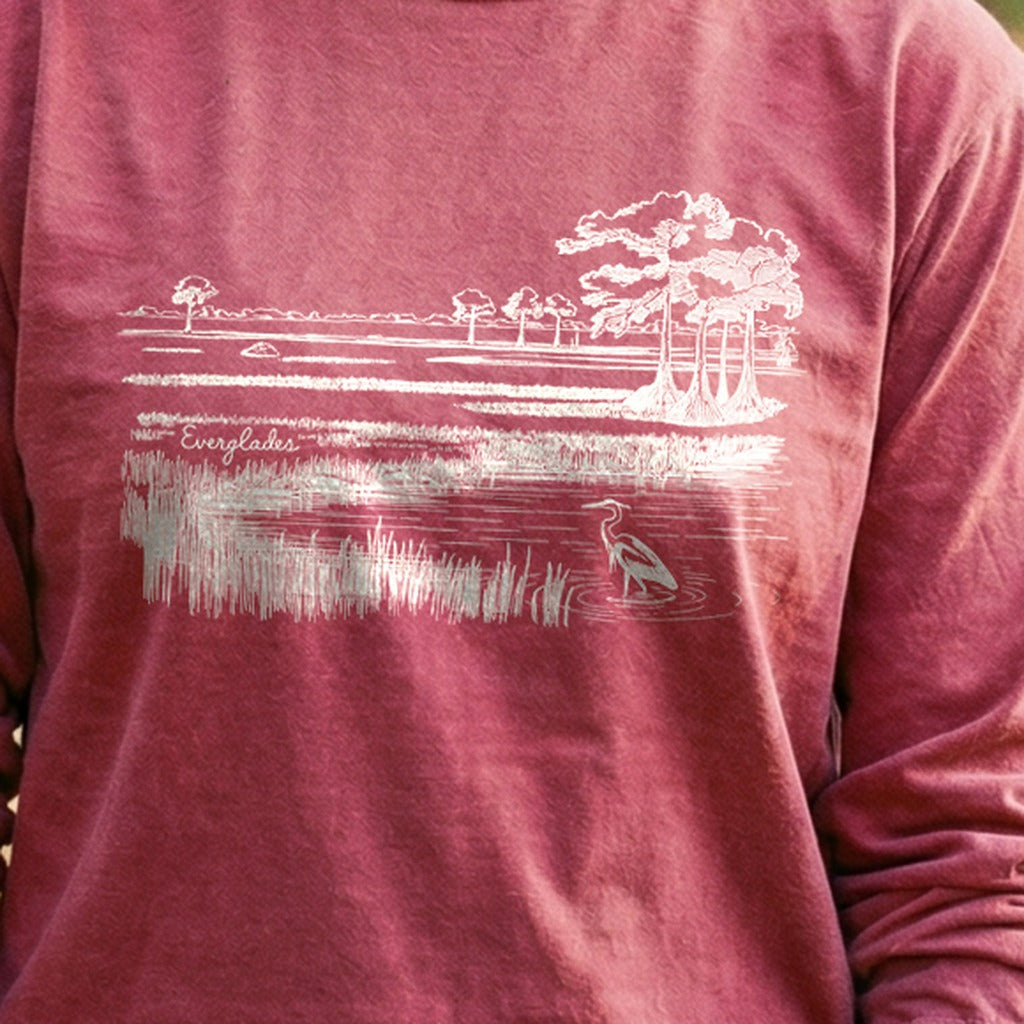 Everglades Line Drawing Cotton Long Sleeve