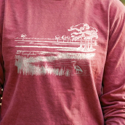 Everglades Line Drawing Cotton Long Sleeve