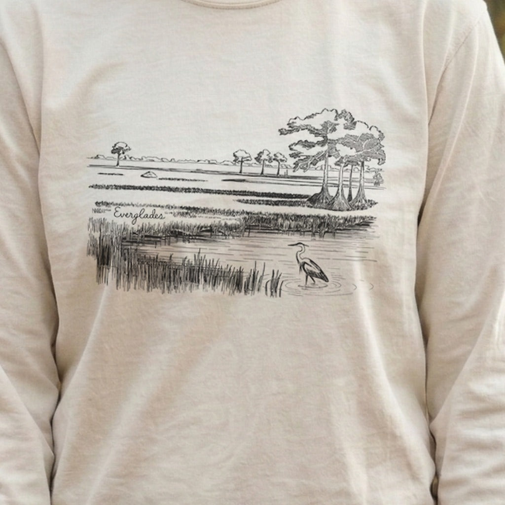 Everglades Line Drawing Cotton Long Sleeve