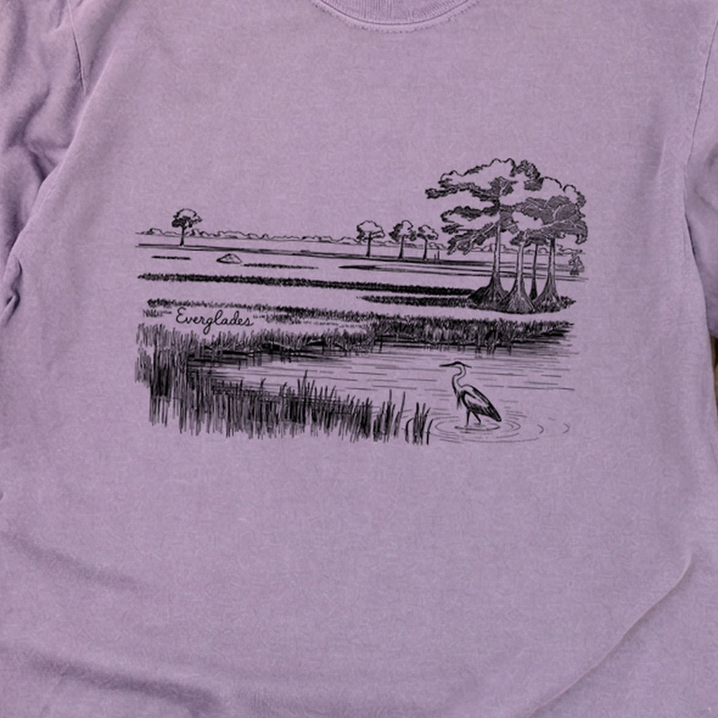 Everglades Line Drawing Cotton Long Sleeve