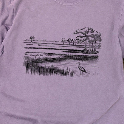 Everglades Line Drawing Cotton Long Sleeve