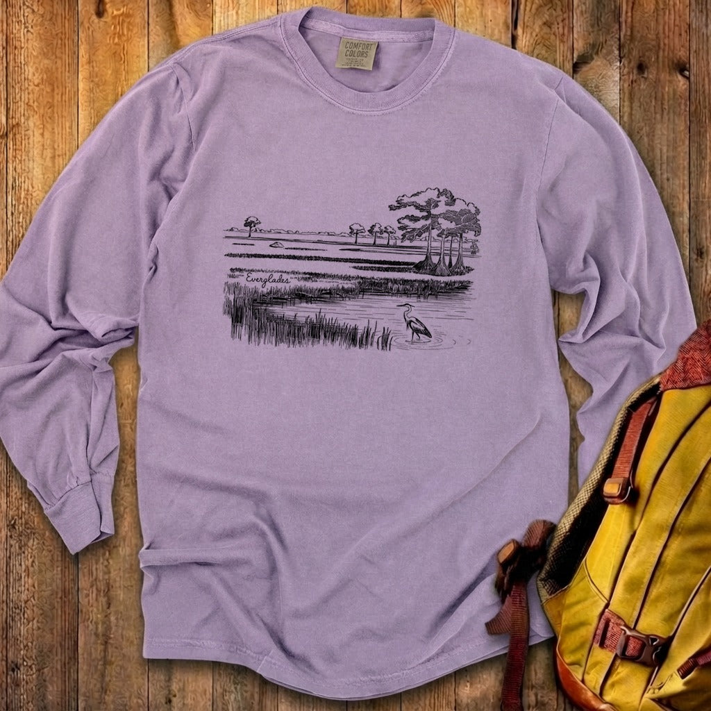 Everglades Line Drawing Cotton Long Sleeve