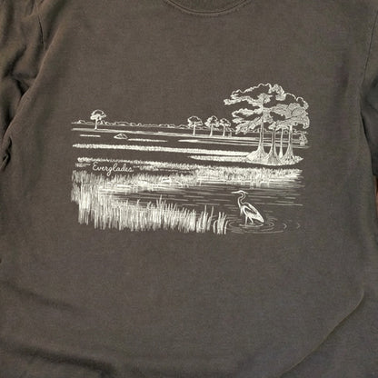 Everglades Line Drawing Cotton Long Sleeve