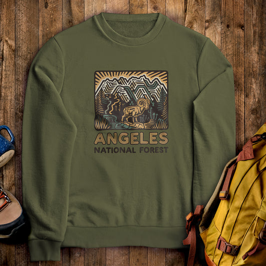 Angeles National Forest Sweatshirt Military Green Adventure and Outdoors Themed Sweatshirt