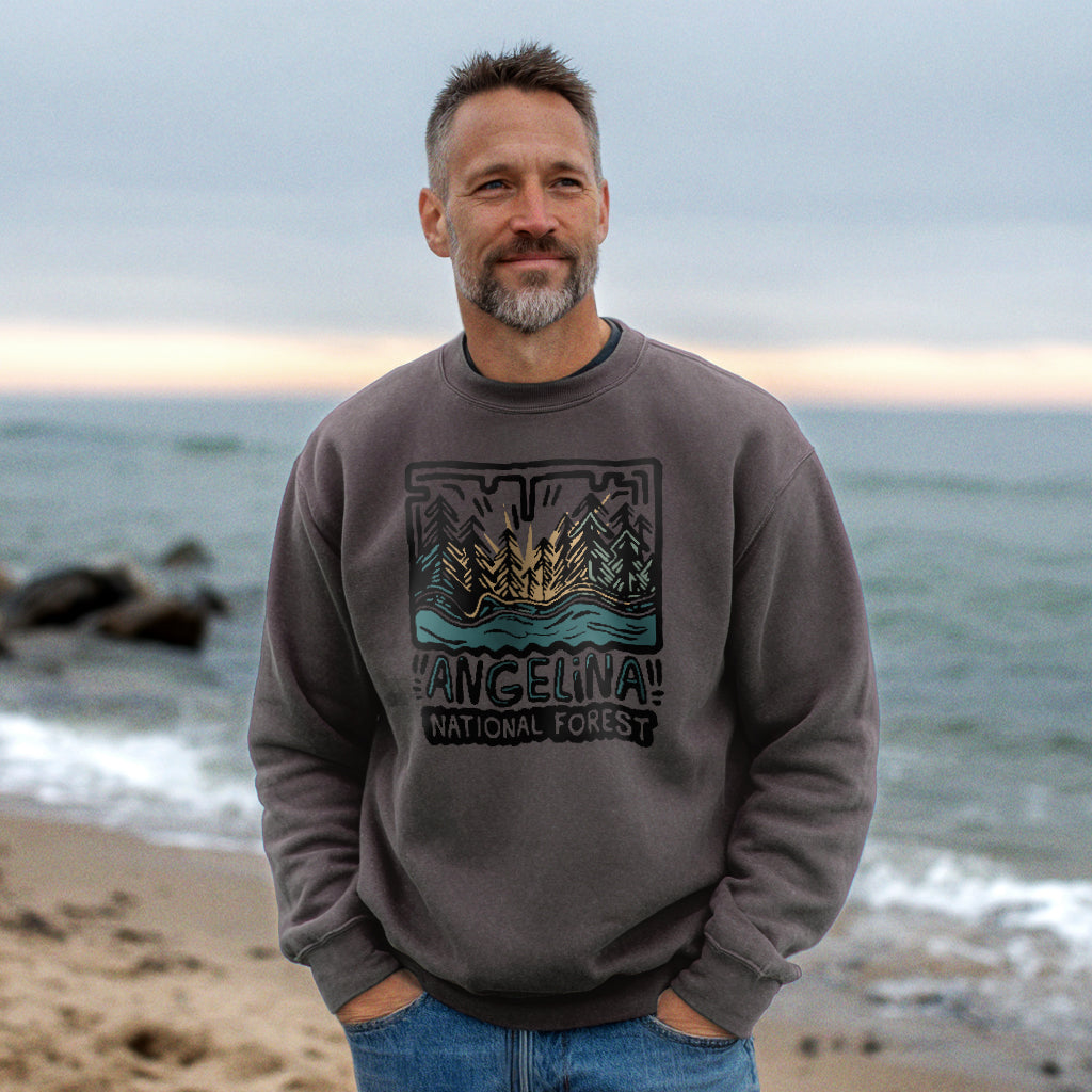 Angelina National Forest Crewneck Sweatshirt Adventure and Outdoors Themed Sweatshirt