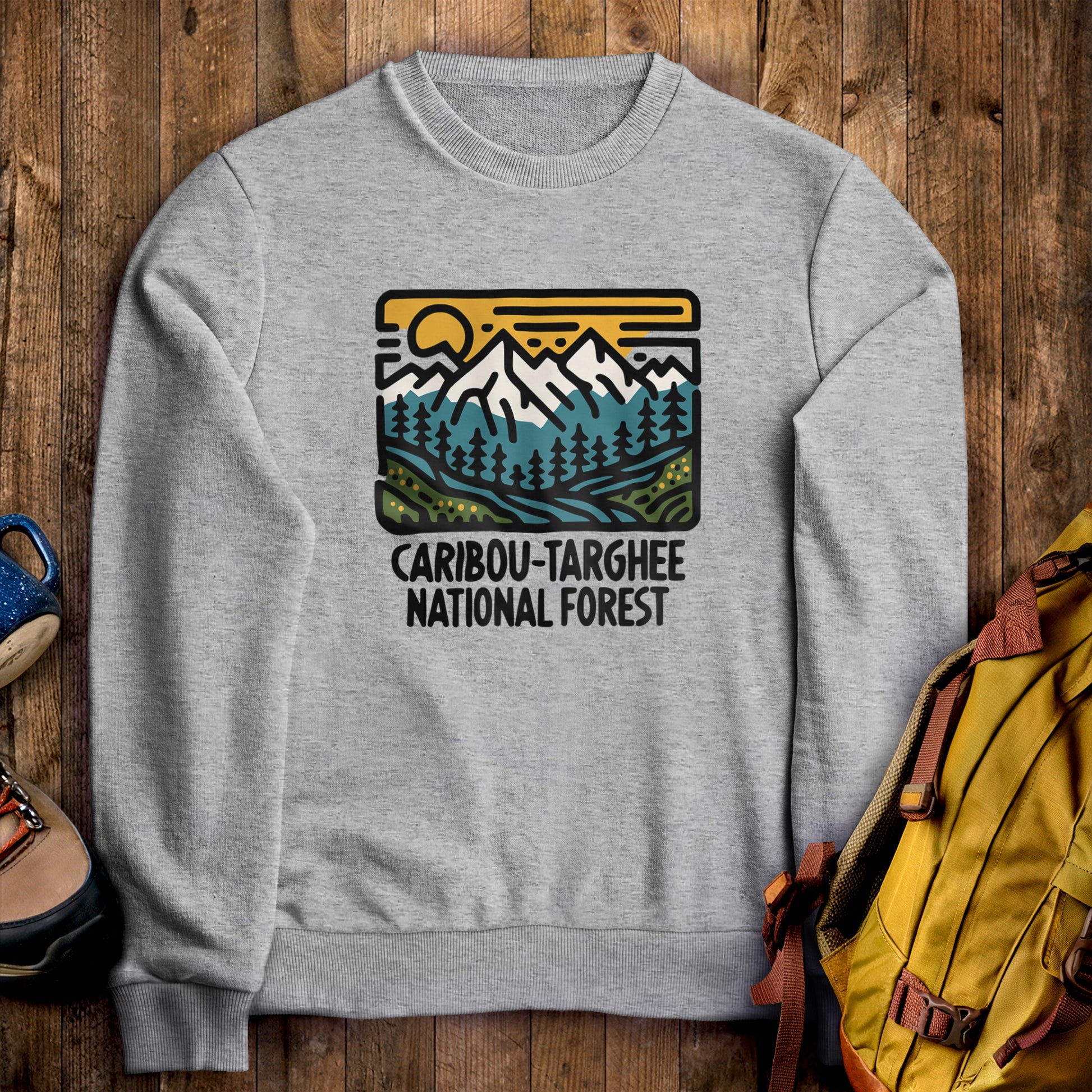 Caribou-Targhee National Forest Crewneck Sweatshirt Sport Grey Adventure and Outdoors Themed Sweatshirt