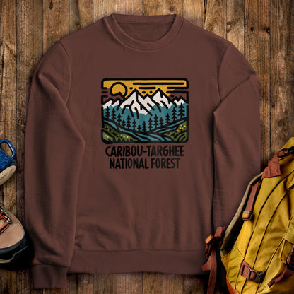 Caribou-Targhee National Forest Crewneck Sweatshirt Cocoa Adventure and Outdoors Themed Sweatshirt