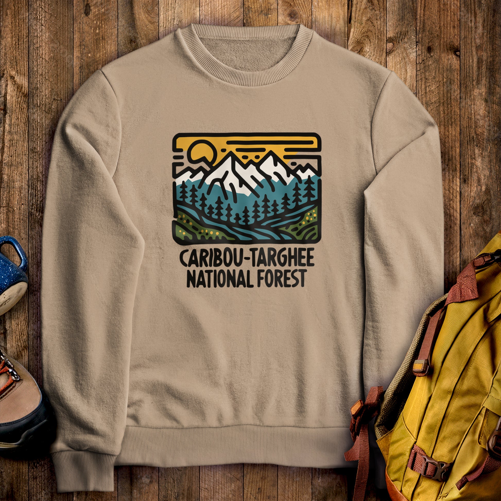 Caribou-Targhee National Forest Crewneck Sweatshirt Sand Adventure and Outdoors Themed Sweatshirt