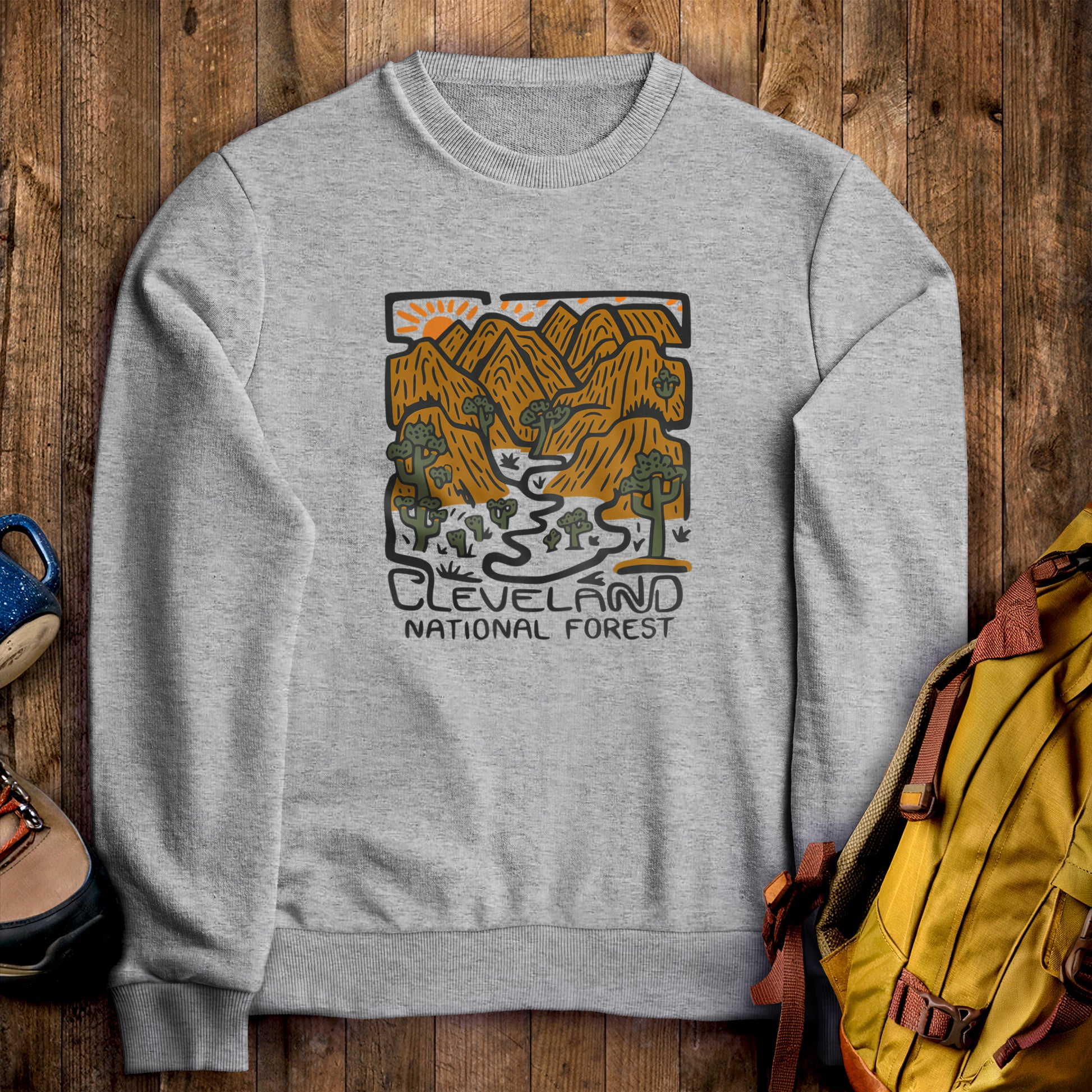 Cleveland National Forest Crewneck Sweatshirt Sport Grey Adventure and Outdoors Themed Sweatshirt