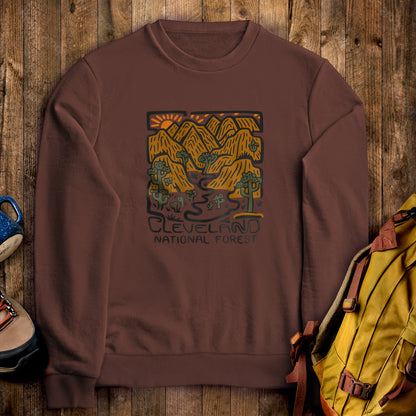 Cleveland National Forest Crewneck Sweatshirt Cocoa Adventure and Outdoors Themed Sweatshirt