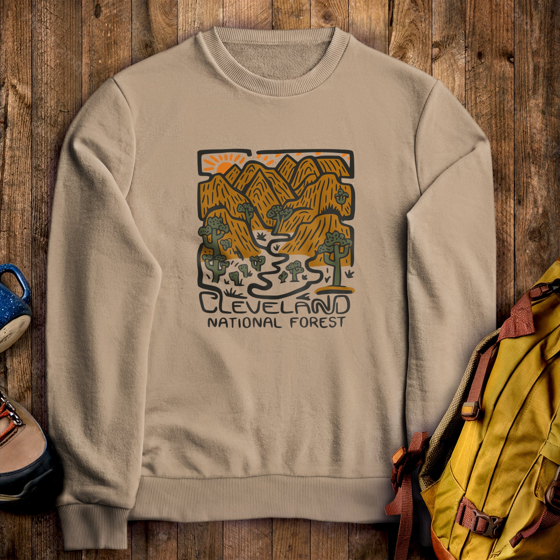 Cleveland National Forest Crewneck Sweatshirt Sand Adventure and Outdoors Themed Sweatshirt