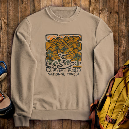 Cleveland National Forest Crewneck Sweatshirt Sand Adventure and Outdoors Themed Sweatshirt