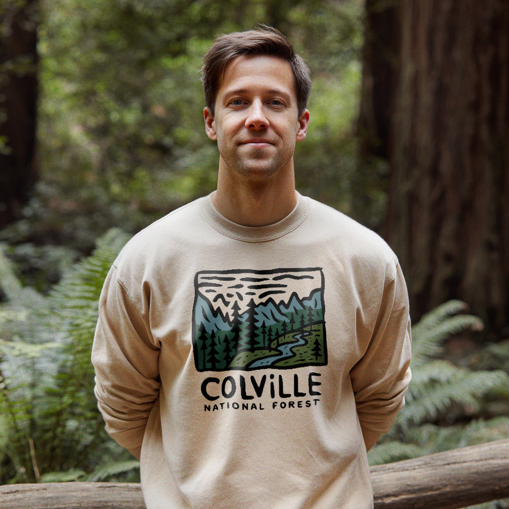 Colville National Forest Crewneck Sweatshirt Adventure and Outdoors Themed Sweatshirt