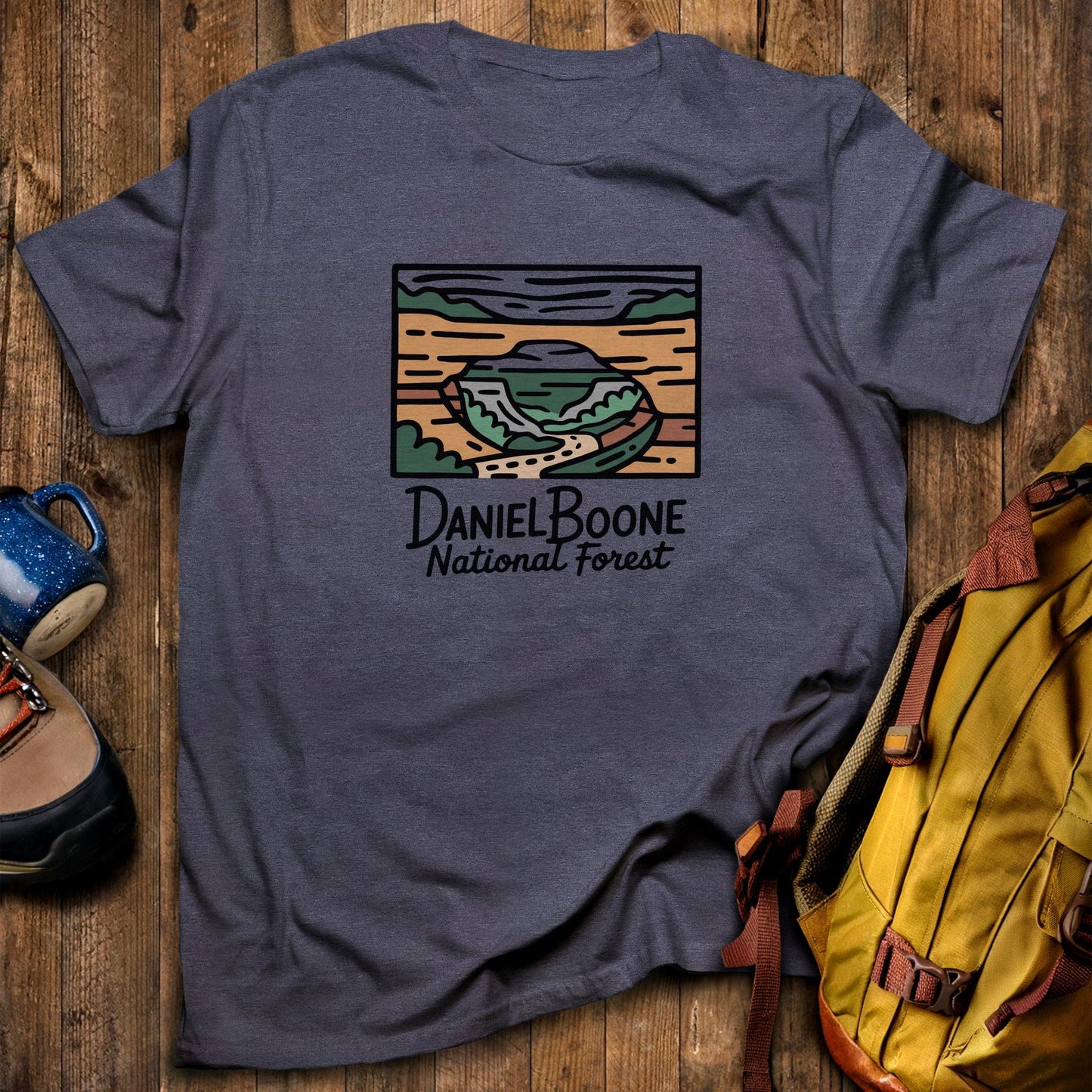 Daniel Boone National Forest T-Shirt Heather Navy Adventure and Outdoors Themed T-Shirt