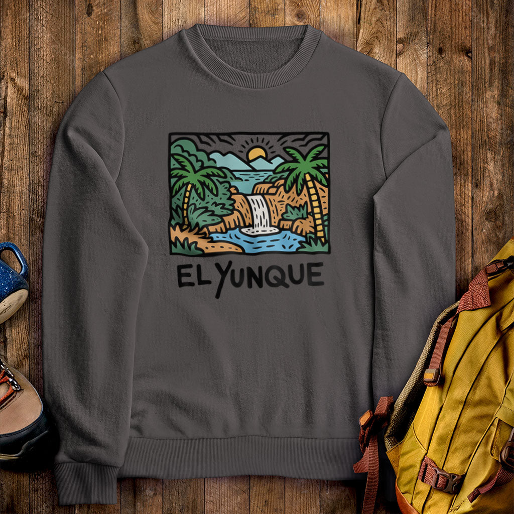 El Yunque National Forest Crewneck Sweatshirt Charcoal Adventure and Outdoors Themed Sweatshirt