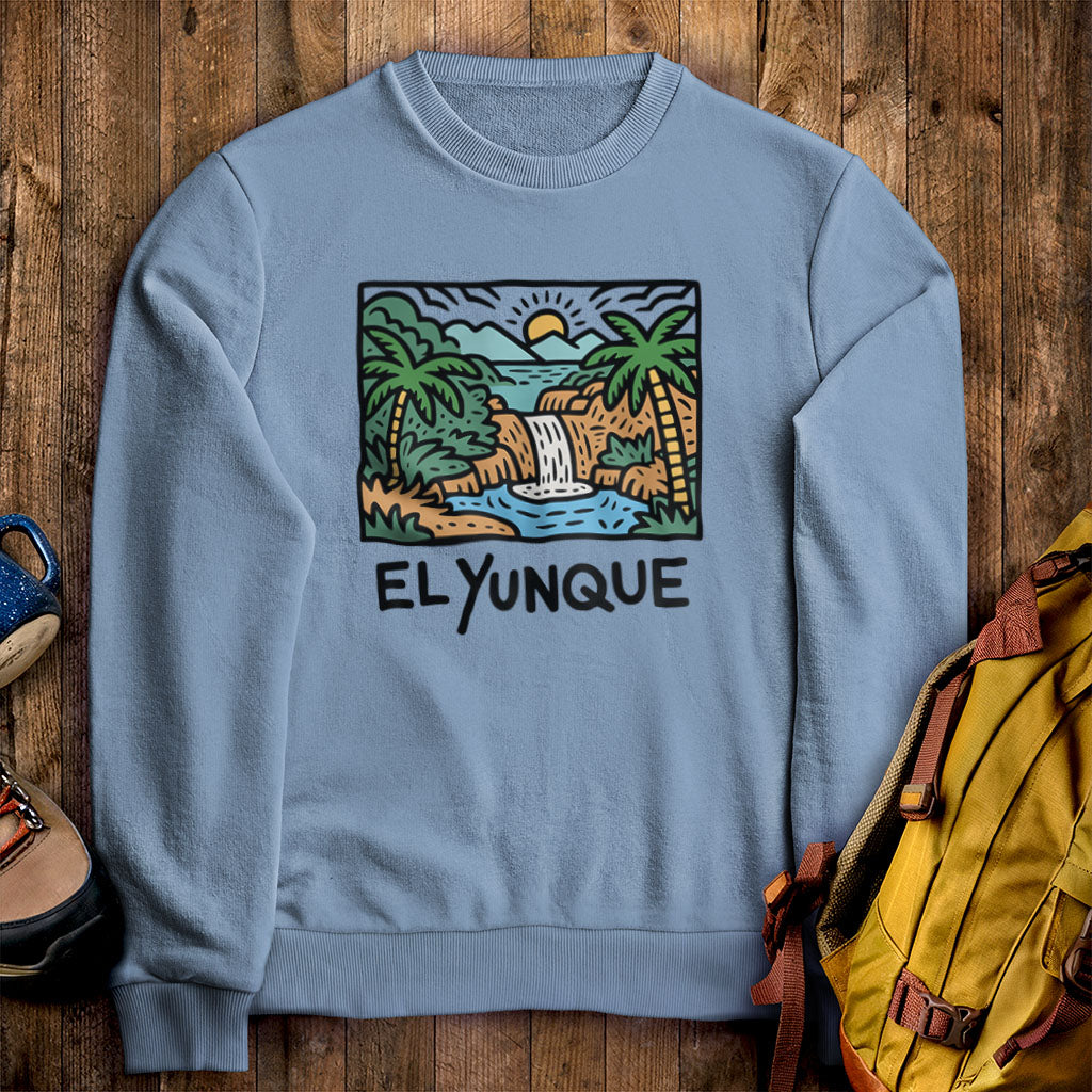 El Yunque National Forest Crewneck Sweatshirt Stone Blue Adventure and Outdoors Themed Sweatshirt