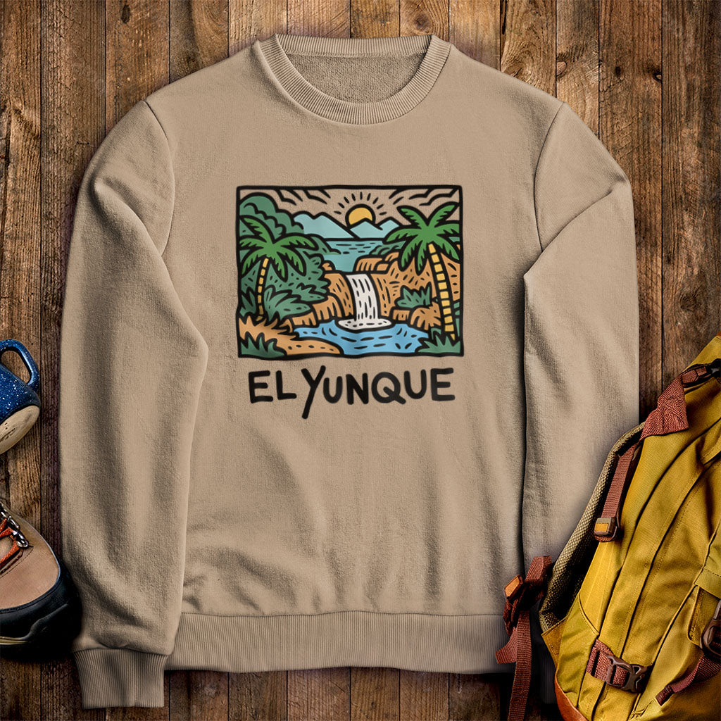 El Yunque National Forest Crewneck Sweatshirt Sand Adventure and Outdoors Themed Sweatshirt