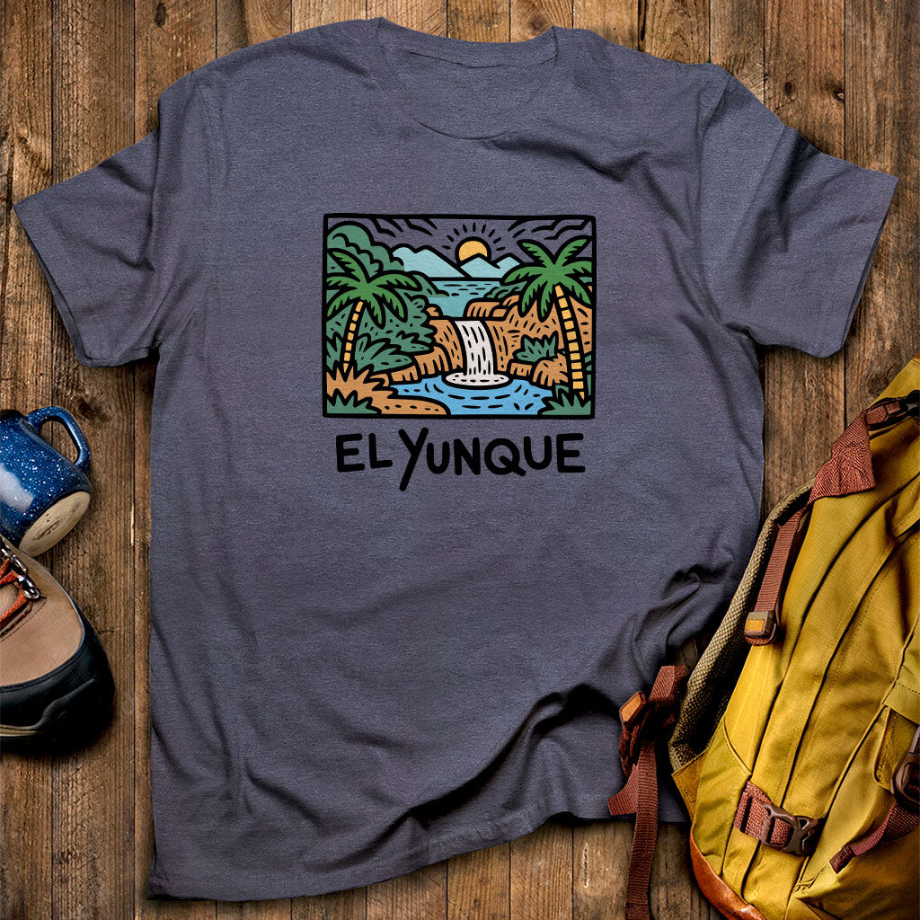 El Yunque National Forest T-Shirt Heather Navy Adventure and Outdoors Themed T-Shirt