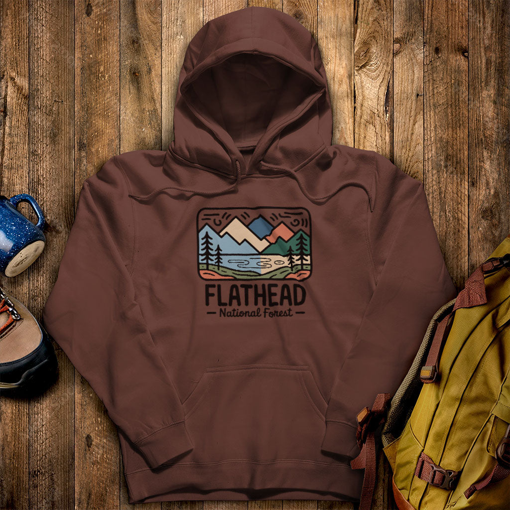 Flathead National Forest Hoodie Cocoa Adventure and Outdoors Themed Hoodie