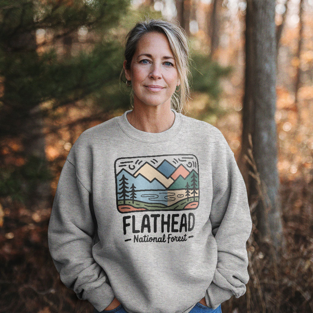 Flathead National Forest Crewneck Sweatshirt Adventure and Outdoors Themed Sweatshirt