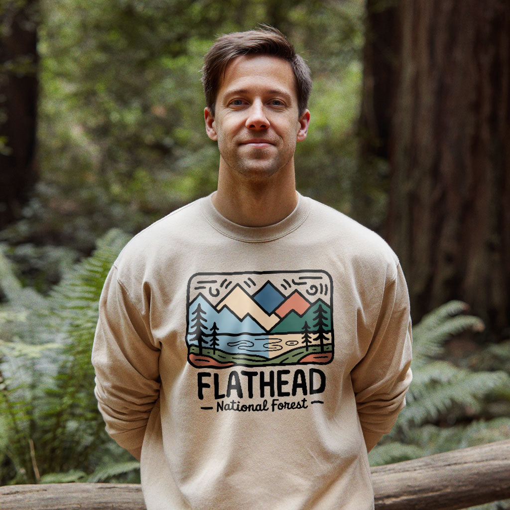 Flathead National Forest Crewneck Sweatshirt Adventure and Outdoors Themed Sweatshirt