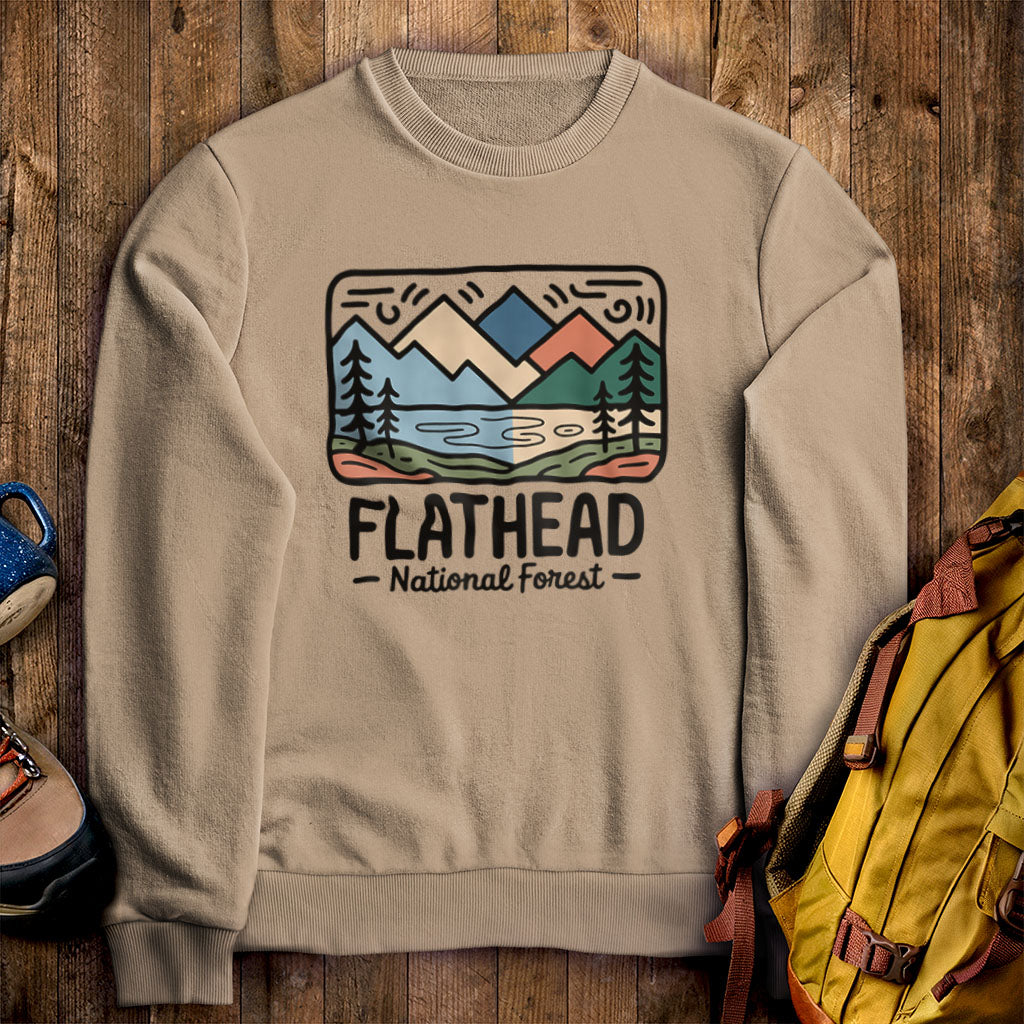 Flathead National Forest Crewneck Sweatshirt Sand Adventure and Outdoors Themed Sweatshirt