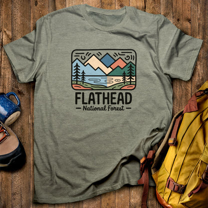 Flathead National Forest T-Shirt Heather Military Green Adventure and Outdoors Themed T-Shirt