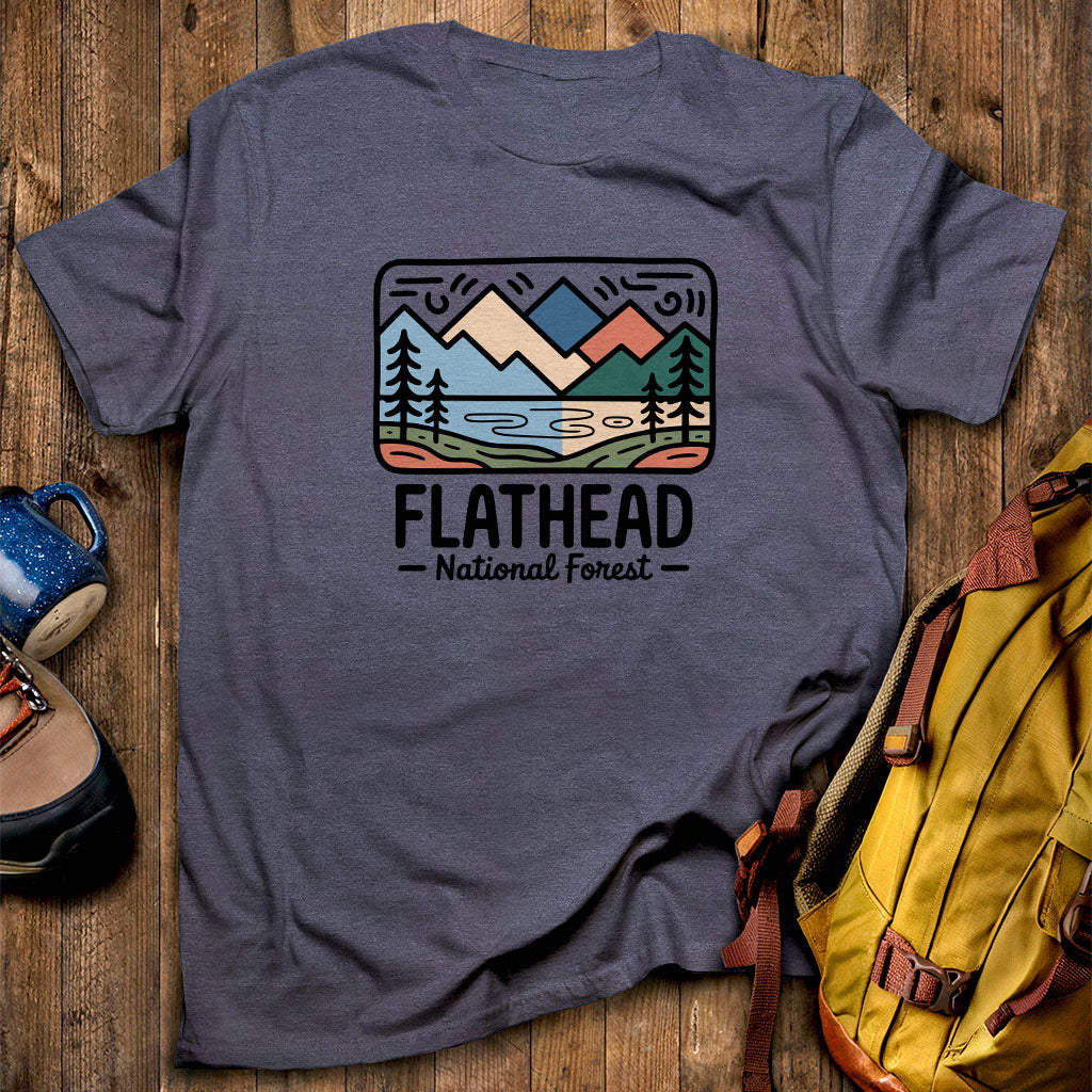 Flathead National Forest T-Shirt Heather Navy Adventure and Outdoors Themed T-Shirt