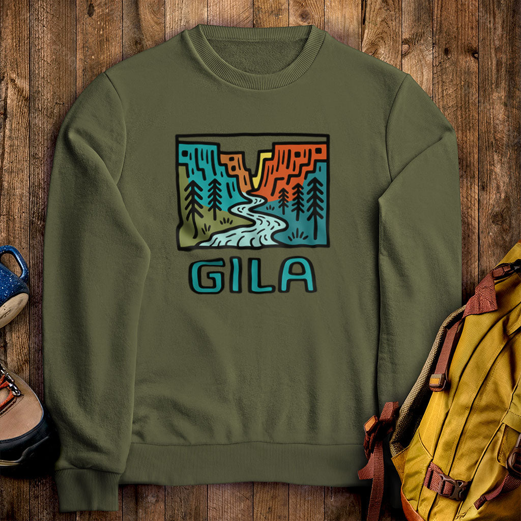 Gila National Forest Crewneck Sweatshirt Military Green Adventure and Outdoors Themed Sweatshirt