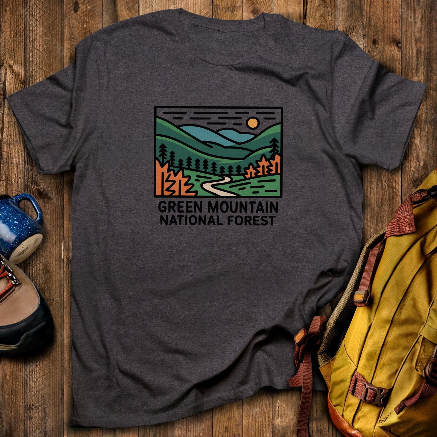 Green Mountain National Forest T-Shirt Dark Heather Adventure and Outdoors Themed T-Shirt