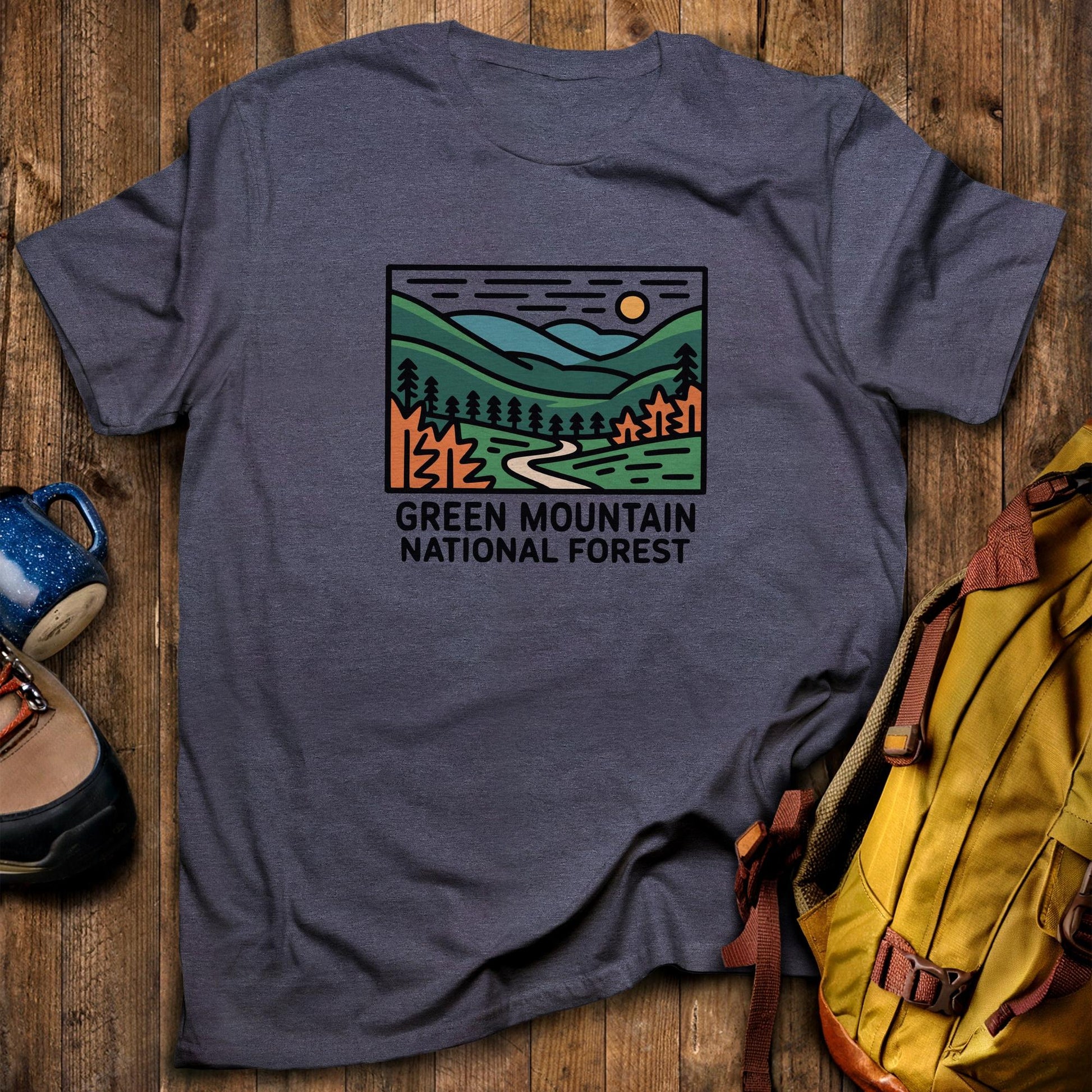 Green Mountain National Forest T-Shirt Heather Navy Adventure and Outdoors Themed T-Shirt