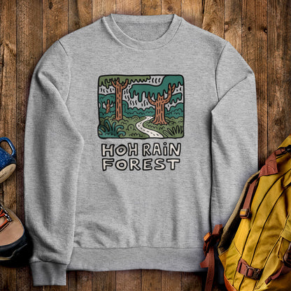 Hoh Rain Forest Crewneck Sweatshirt Sport Grey Adventure and Outdoors Themed Sweatshirt