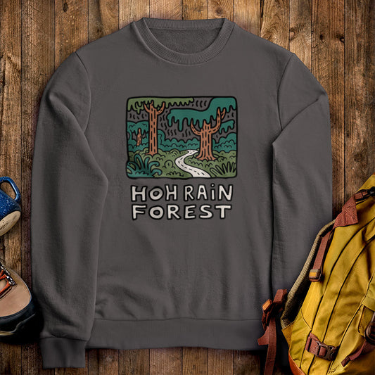 Hoh Rain Forest Crewneck Sweatshirt Charcoal Adventure and Outdoors Themed Sweatshirt