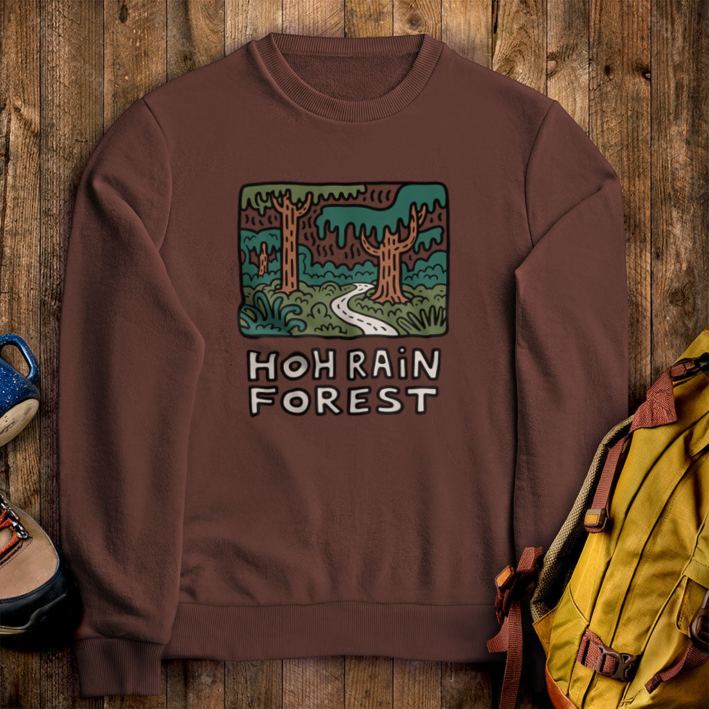 Hoh Rain Forest Crewneck Sweatshirt Cocoa Adventure and Outdoors Themed Sweatshirt