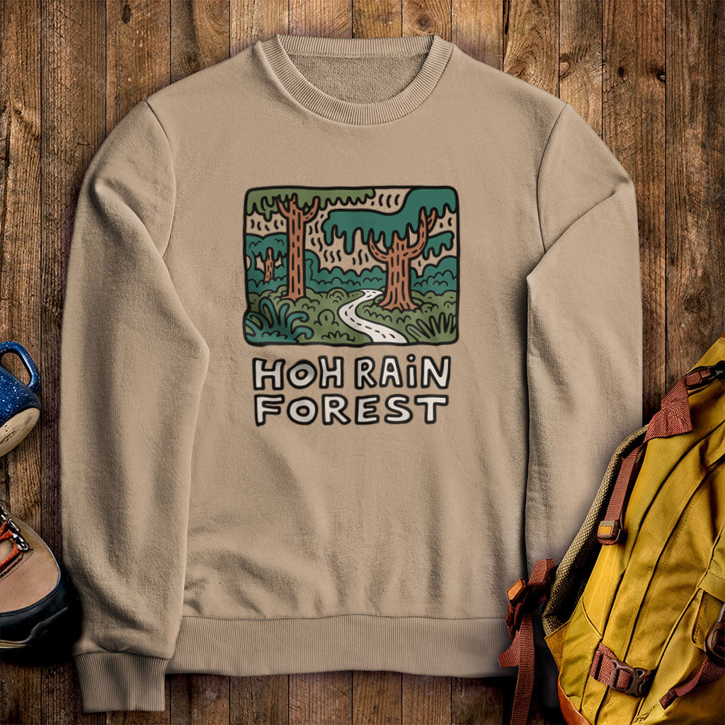 Hoh Rain Forest Crewneck Sweatshirt Sand Adventure and Outdoors Themed Sweatshirt