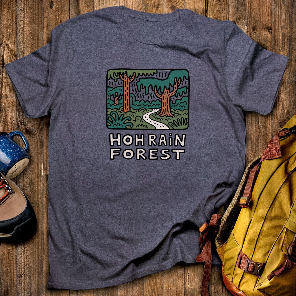 Hoh Rain Forest T-Shirt Heather Navy Adventure and Outdoors Themed T-Shirt